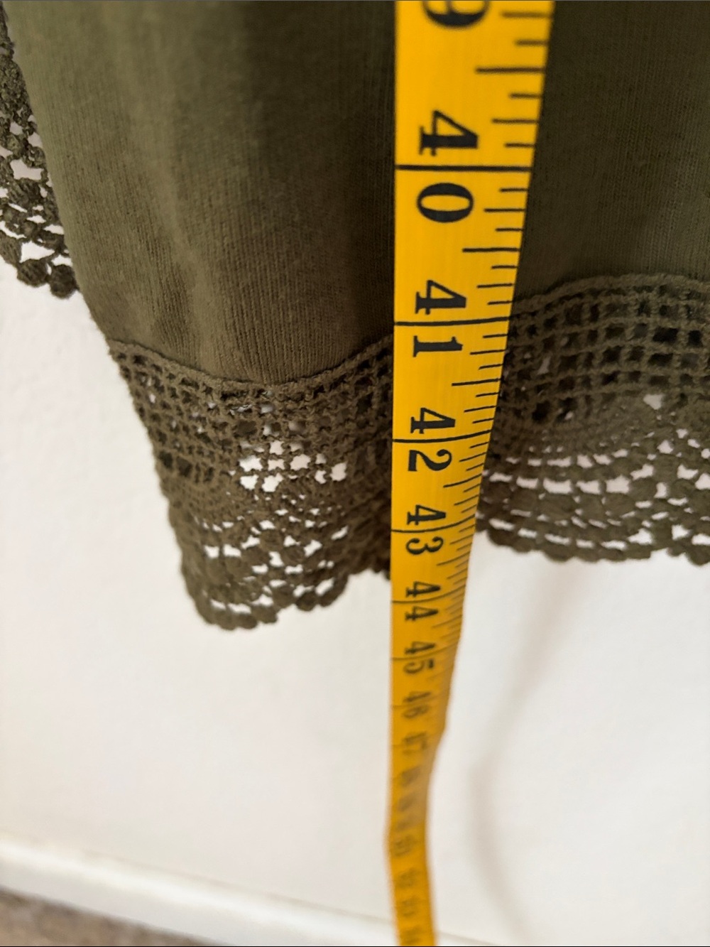 Tickled Teal Olive Green Lace Trim Long Duster Cardigan Womens Size 1X Boho - Picture 5 of 7